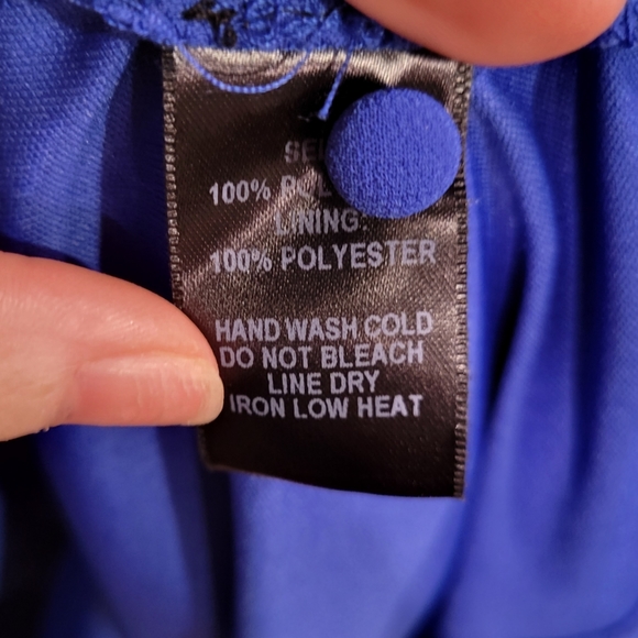 LULUS Royal Blue Lace Up Cut Out Maxi Dress Short Sleeve Flowy Crew Neck Size L - Picture 4 of 5